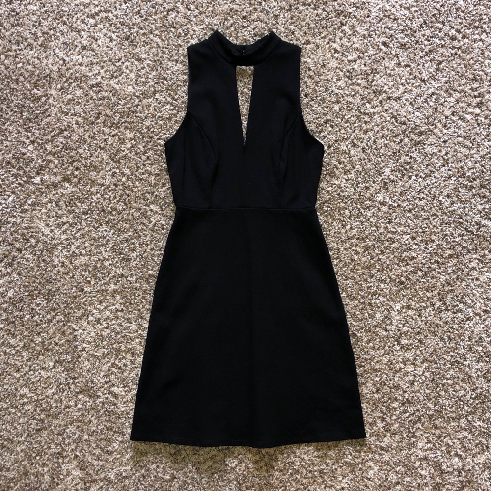 Black dress with deep V
